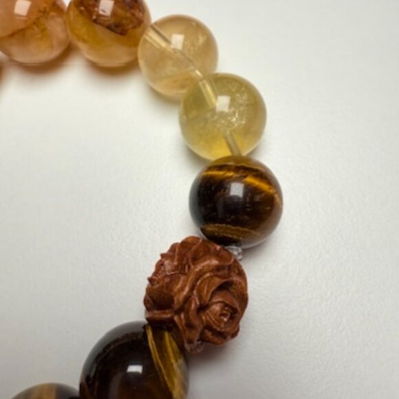 Tiger Eye × Golden Rutilated Quartz Bracelet - Picture 11 of 14